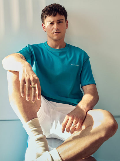 Reiss Affordable - | Tom Daley Graphic-Print T-Shirt in Teal Green