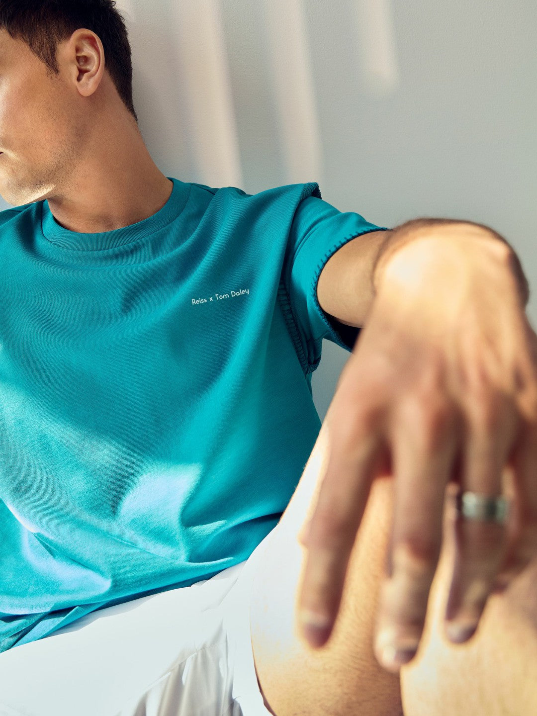 Reiss Affordable - | Tom Daley Graphic-Print T-Shirt in Teal Green