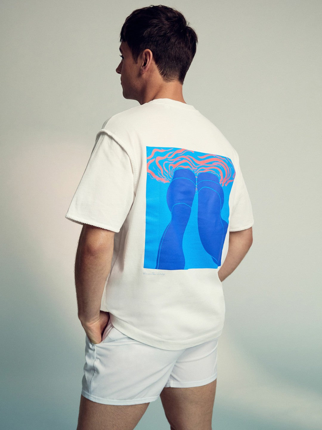 Reiss Featured - | Tom Daley Graphic-Print T-Shirt in White