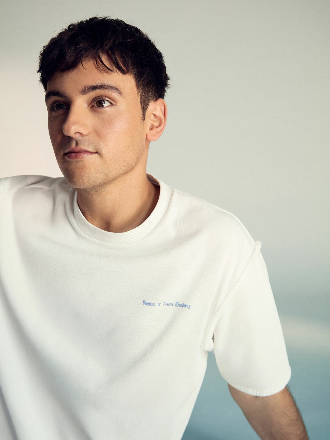 Reiss Featured - | Tom Daley Graphic-Print T-Shirt in White