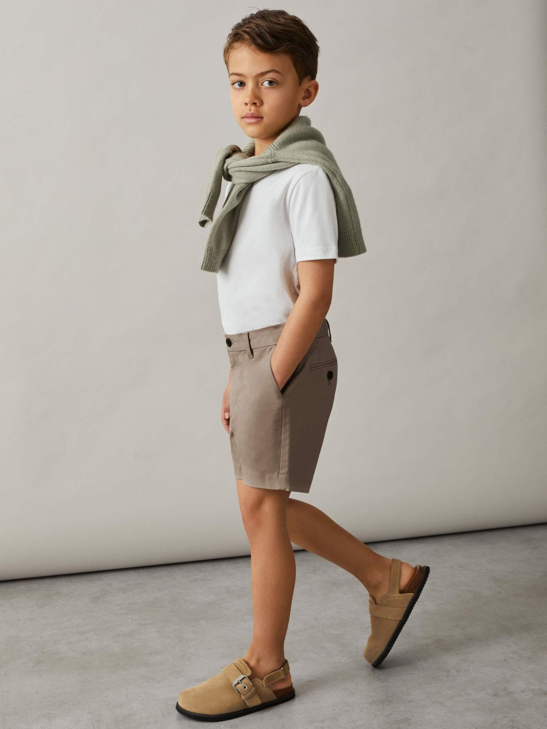 Reiss 3-9 yrs Cotton Chino Shorts with Stretch in Stone