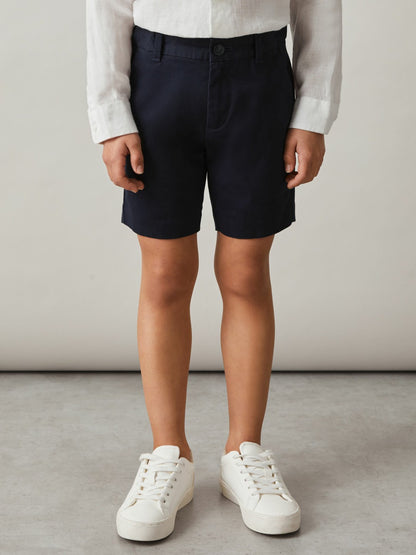 Reiss Value - 9-13 yrs Cotton Chino Shorts with Stretch in Navy