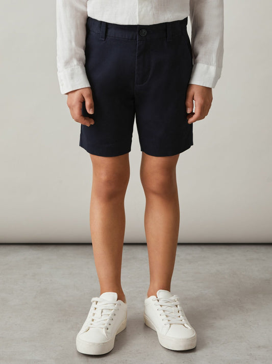 Reiss Value - 9-13 yrs Cotton Chino Shorts with Stretch in Navy