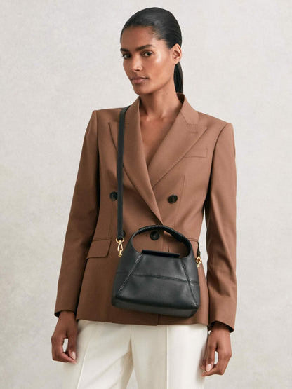 Reiss Featured - Grained-Leather Shoulder Bag in Black