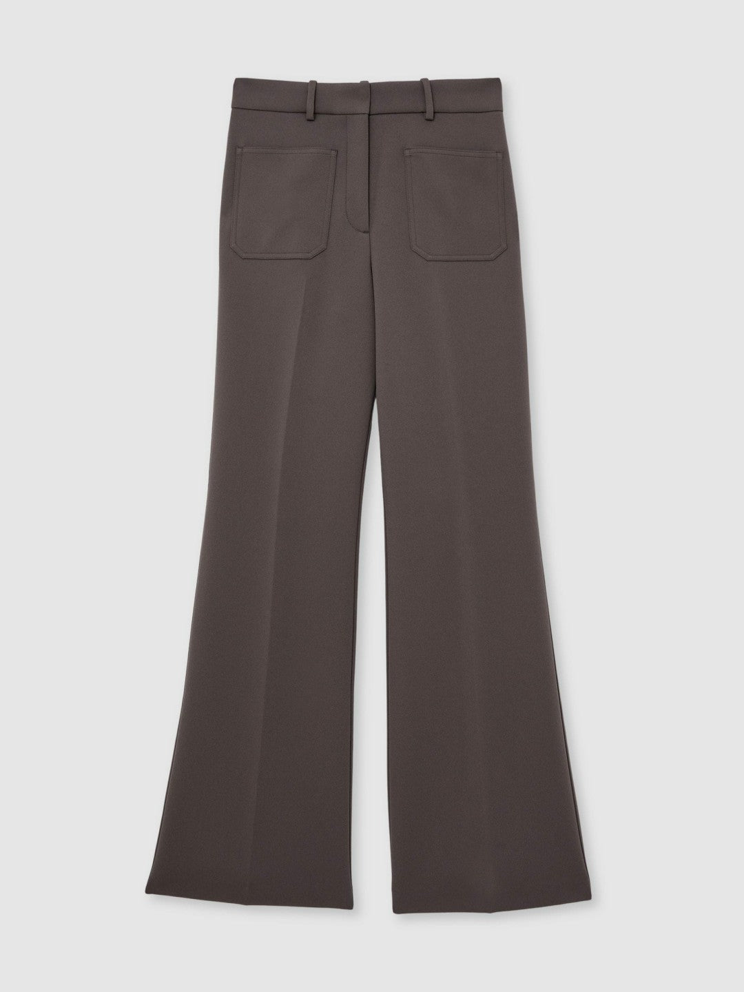 Reiss Twill Patch-Pocket Flared Trousers in Mauve Neutral