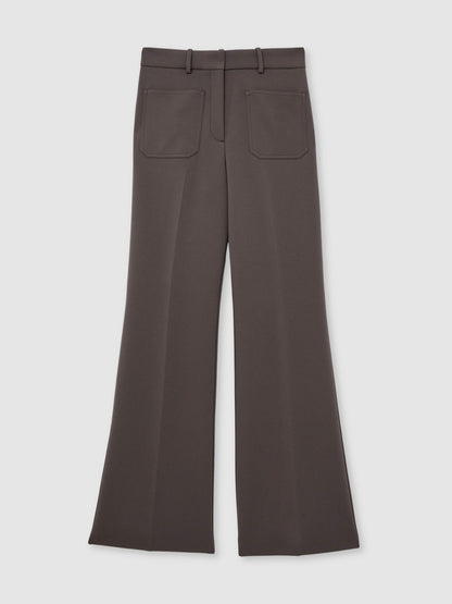 Reiss Twill Patch-Pocket Flared Trousers in Mauve Neutral
