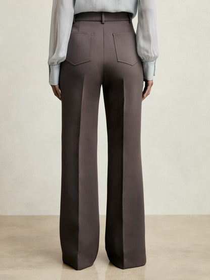 Reiss Twill Patch-Pocket Flared Trousers in Mauve Neutral