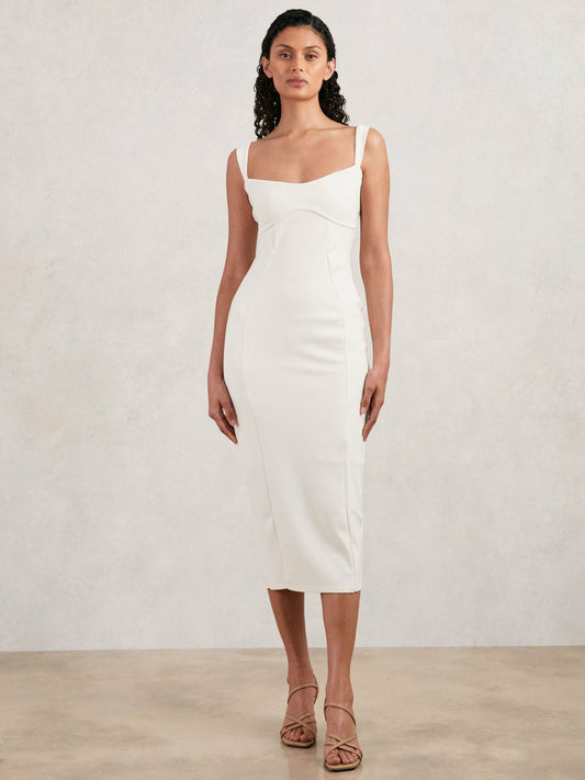 Reiss Best Seller - Good American Scuba Crystal Midi Dress in White