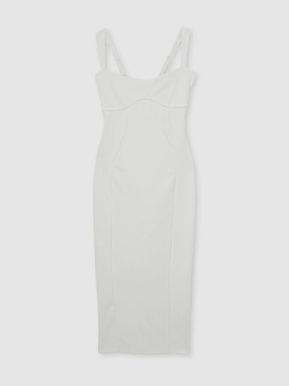 Reiss Best Seller - Good American Scuba Crystal Midi Dress in White