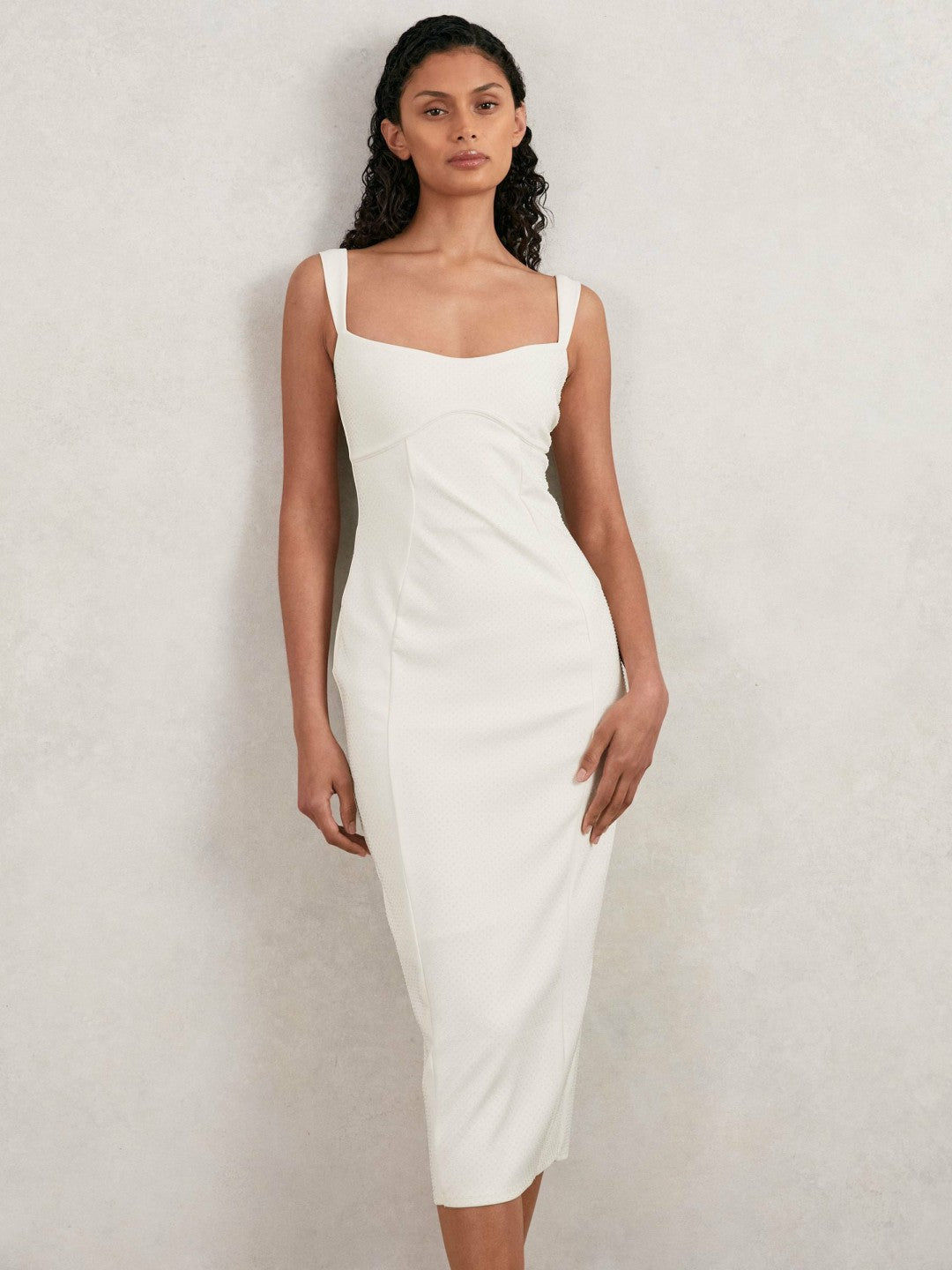 Reiss Best Seller - Good American Scuba Crystal Midi Dress in White