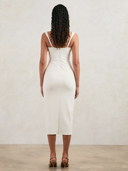 Reiss Best Seller - Good American Scuba Crystal Midi Dress in White