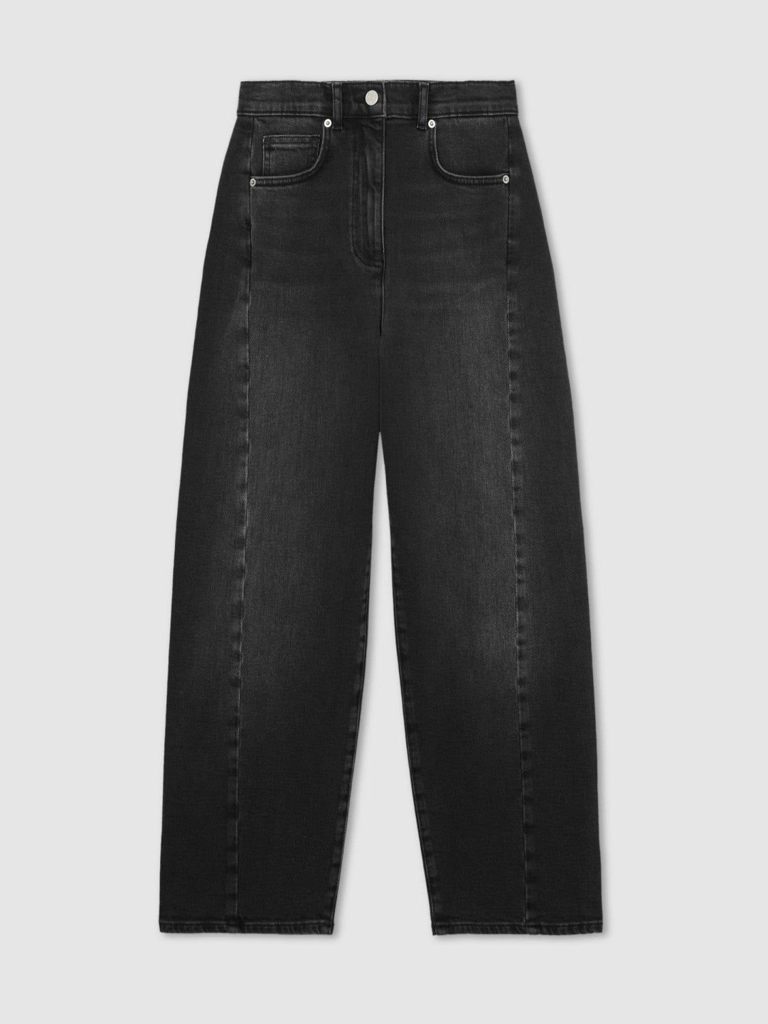 Reiss Affordable - Petite Barrel-Leg Seam Jeans in Washed Grey