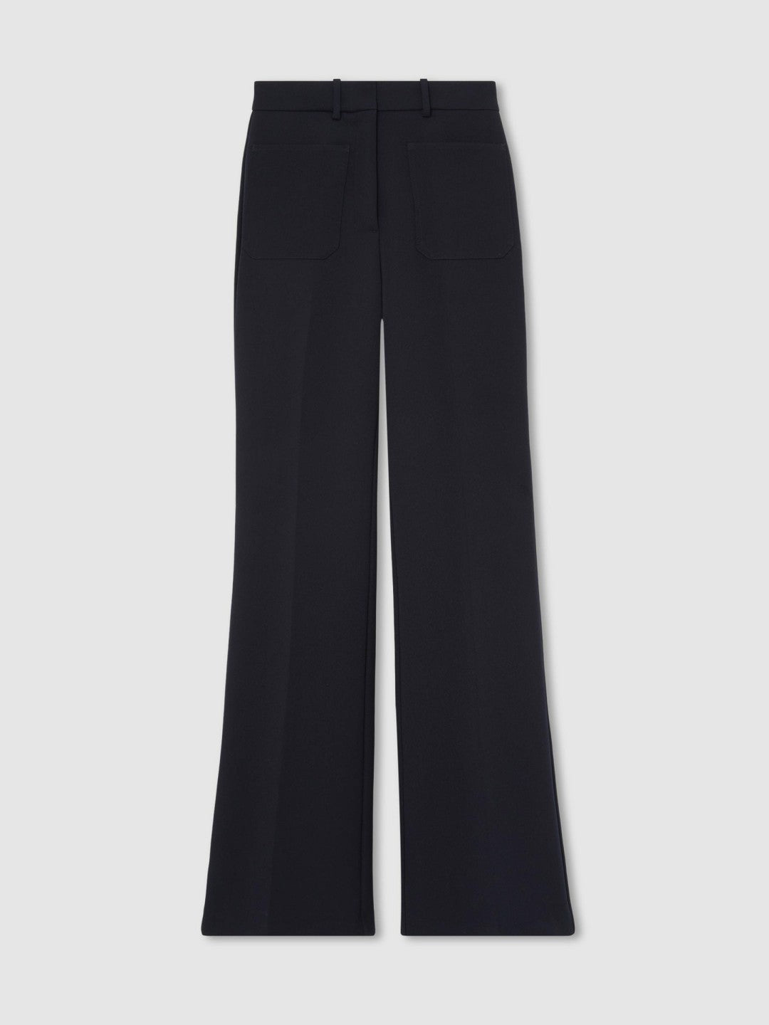 Reiss Petite Twill Patch-Pocket Flared Trousers in Navy