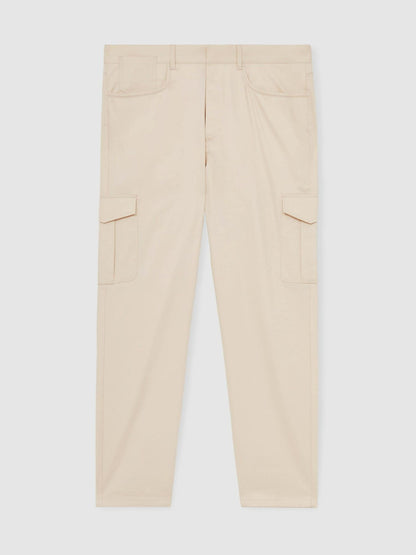 Reiss Popular Choice - Cotton-Lyocell Cargo Trousers in Light Stone