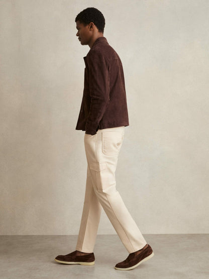 Reiss Popular Choice - Cotton-Lyocell Cargo Trousers in Light Stone