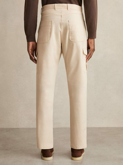 Reiss Popular Choice - Cotton-Lyocell Cargo Trousers in Light Stone