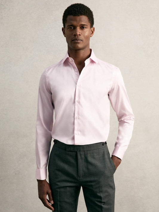 Reiss Slim Fit Slim-Fit Cotton-Sateen Shirt in Pink