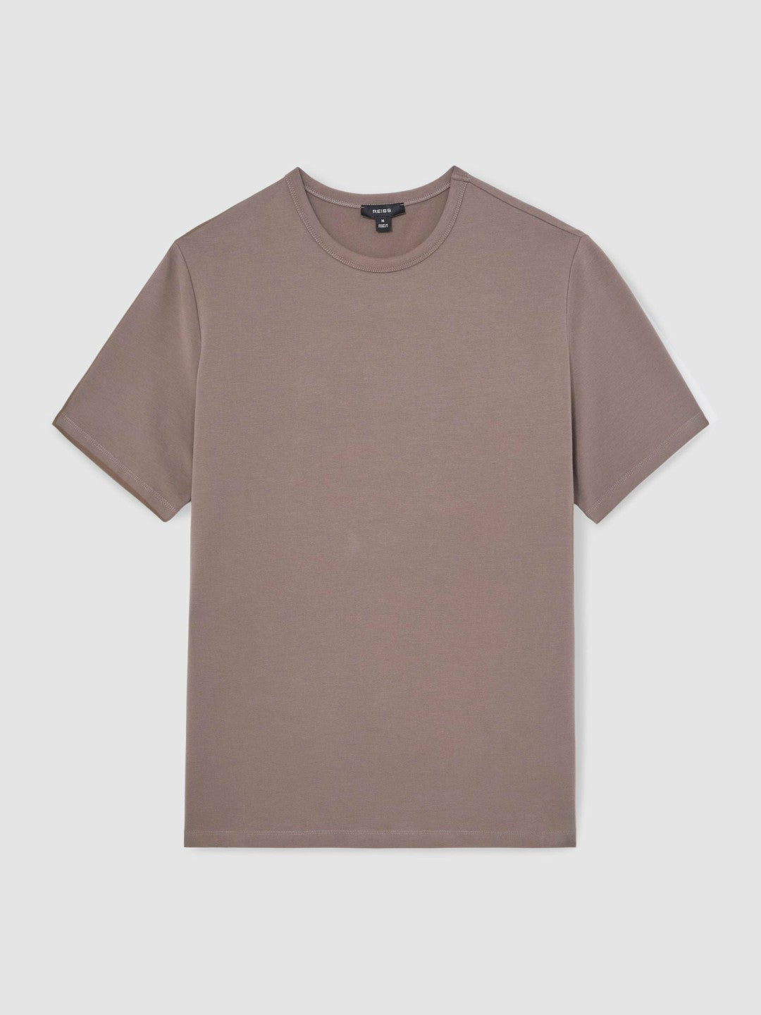 Reiss Best Seller - Stretch-Cotton Crew-Neck T-Shirt in Taupe Brown