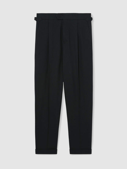 Reiss Value - Regular Fit Herringbone Trousers With Cotton in Navy