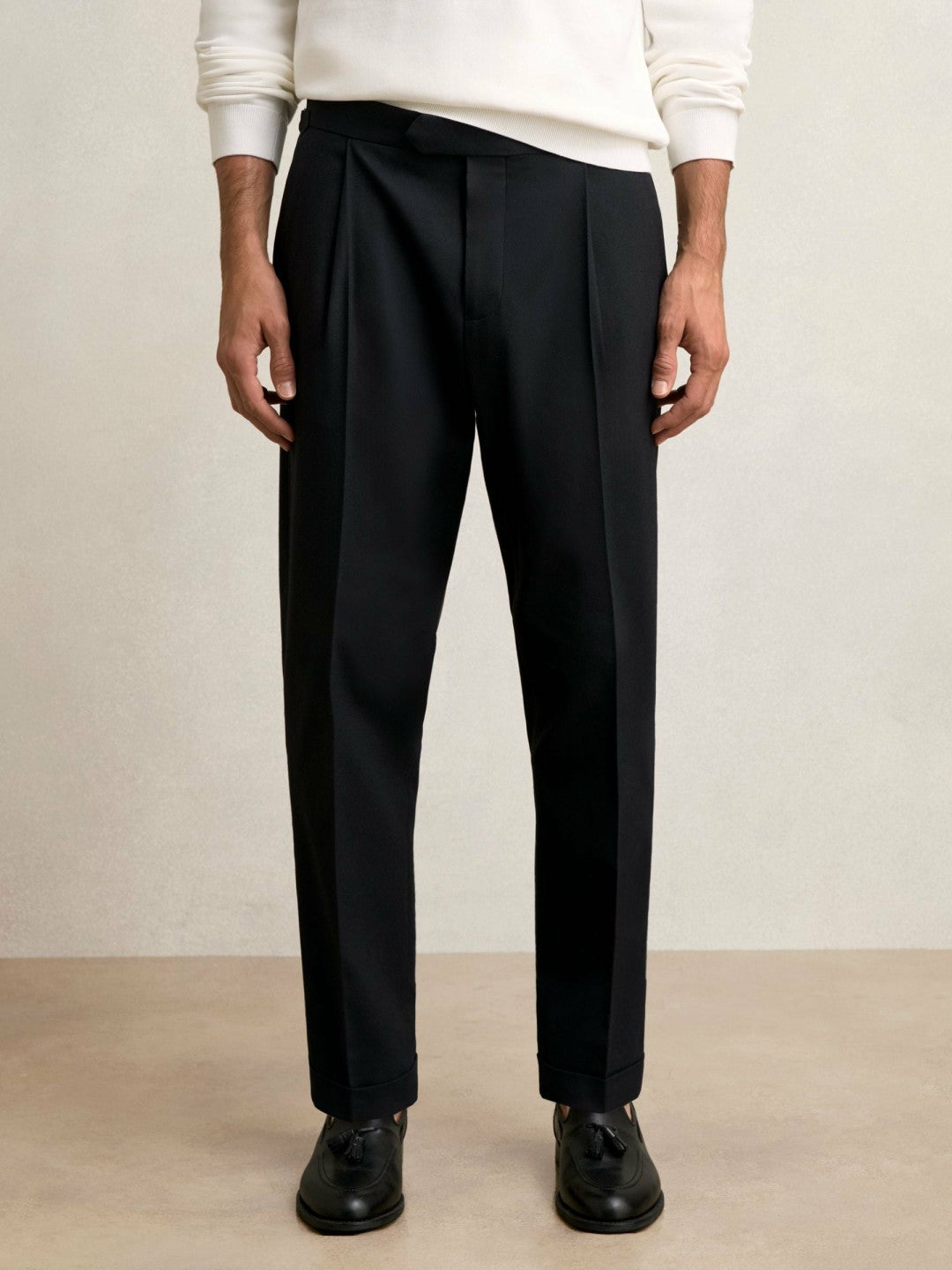 Reiss Value - Regular Fit Herringbone Trousers With Cotton in Navy