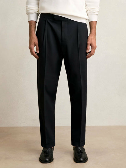 Reiss Value - Regular Fit Herringbone Trousers With Cotton in Navy