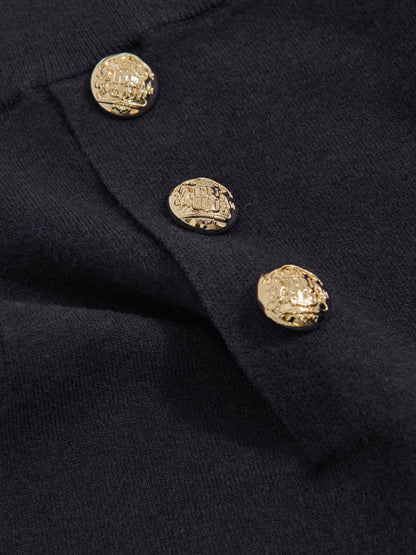 Reiss 3-9 yrs Knitted Button-Detail A-Line Skirt in Navy