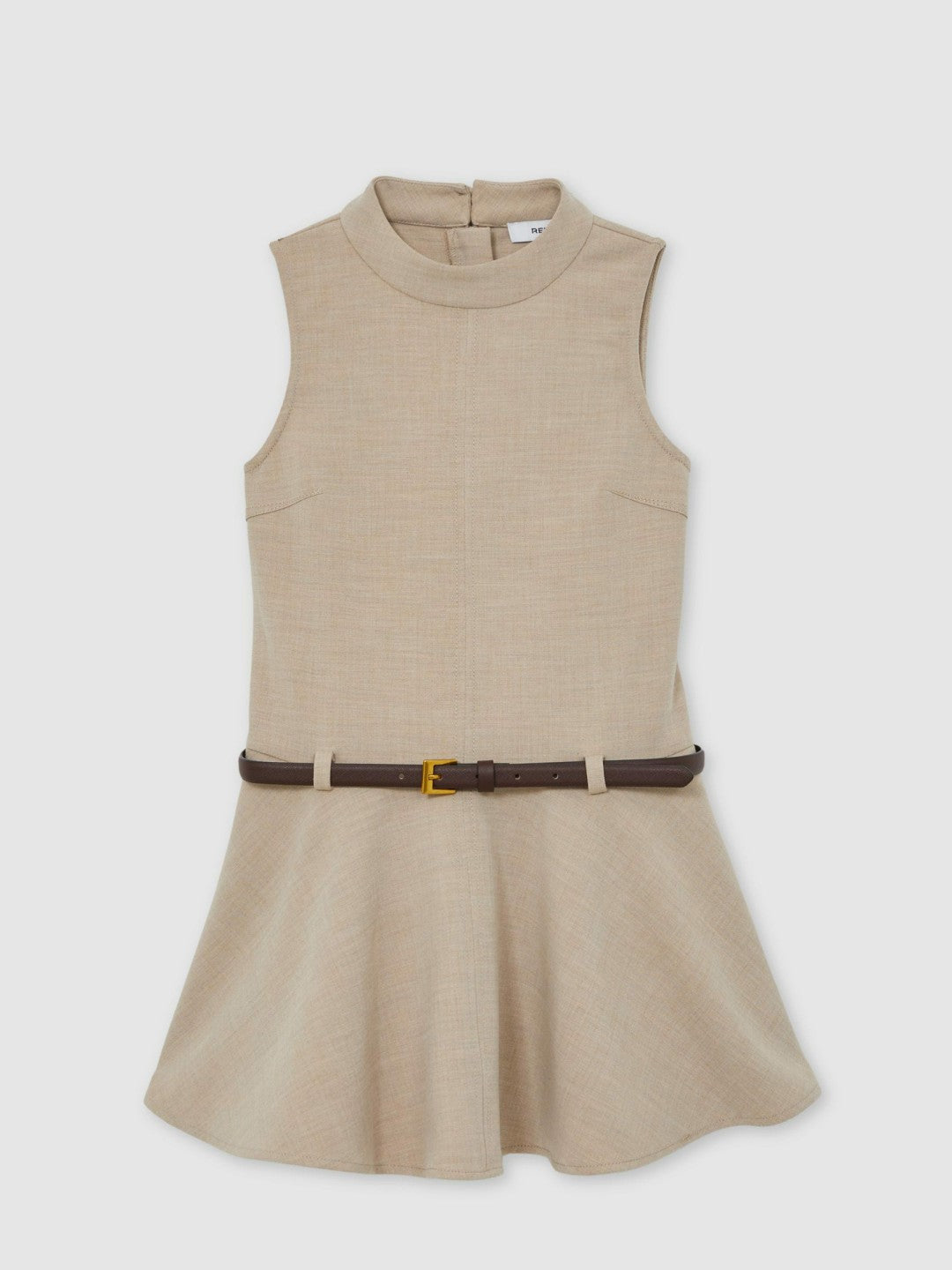 Reiss 3-9 yrs Drop Waist Belted Sleeveless Dress in Neutral