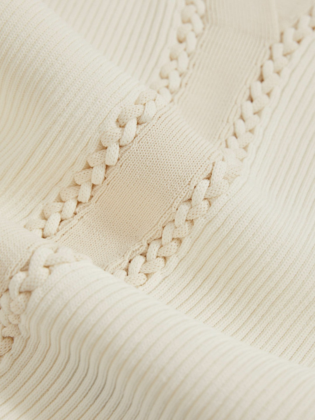 Reiss Craft-Stitch Rib-Knit Vest in Ivory/Ecru