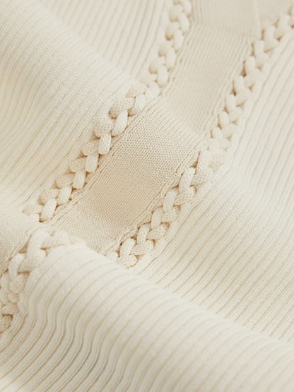 Reiss Craft-Stitch Rib-Knit Vest in Ivory/Ecru