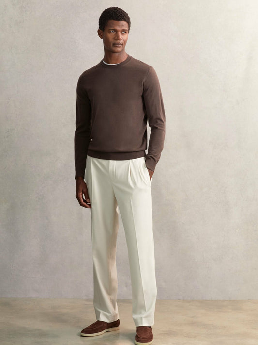 Reiss Sale - Relaxed-Fit Twill Drawstring Trousers in Ecru