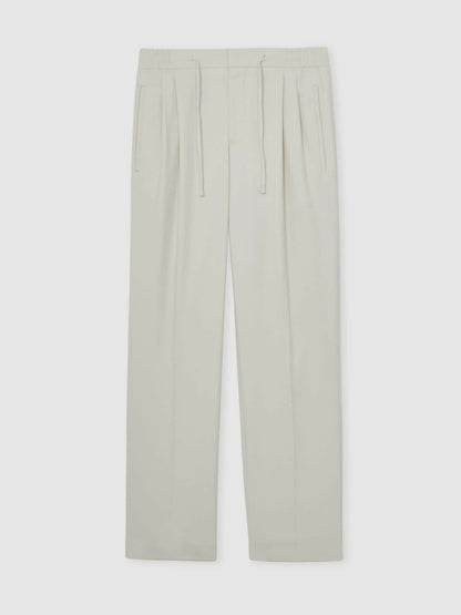 Reiss Sale - Relaxed-Fit Twill Drawstring Trousers in Ecru