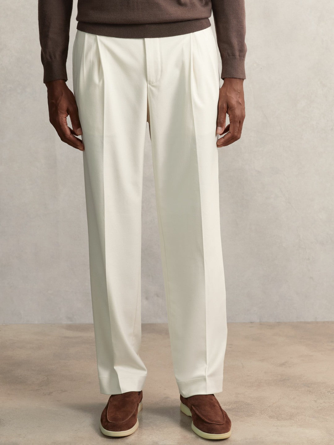 Reiss Sale - Relaxed-Fit Twill Drawstring Trousers in Ecru