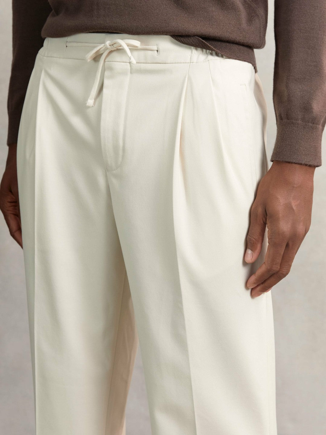 Reiss Sale - Relaxed-Fit Twill Drawstring Trousers in Ecru