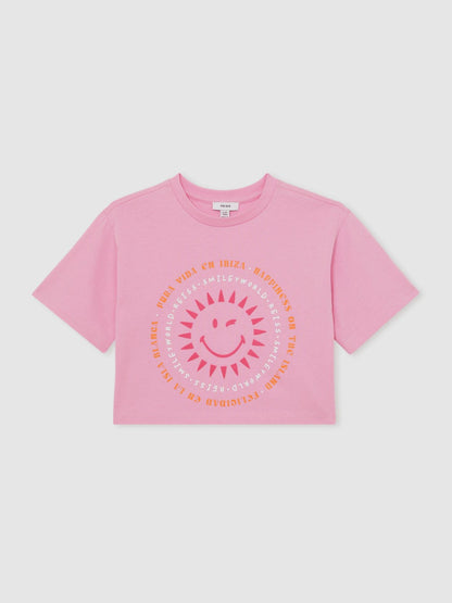 Reiss Offer - 13-14 yrs SmileyWorld | Sun-Print T-Shirt in Pink