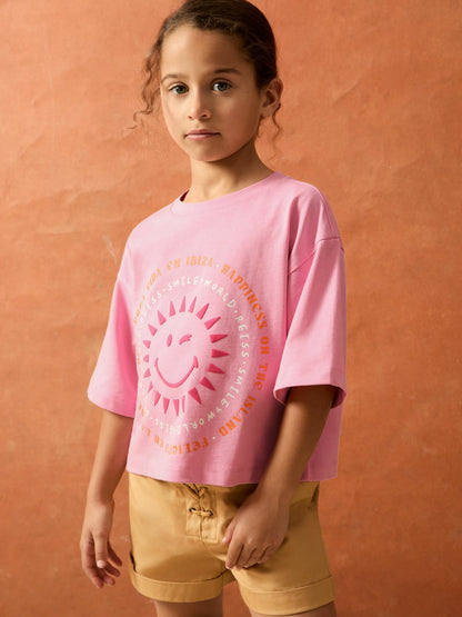 Reiss Offer - 13-14 yrs SmileyWorld | Sun-Print T-Shirt in Pink