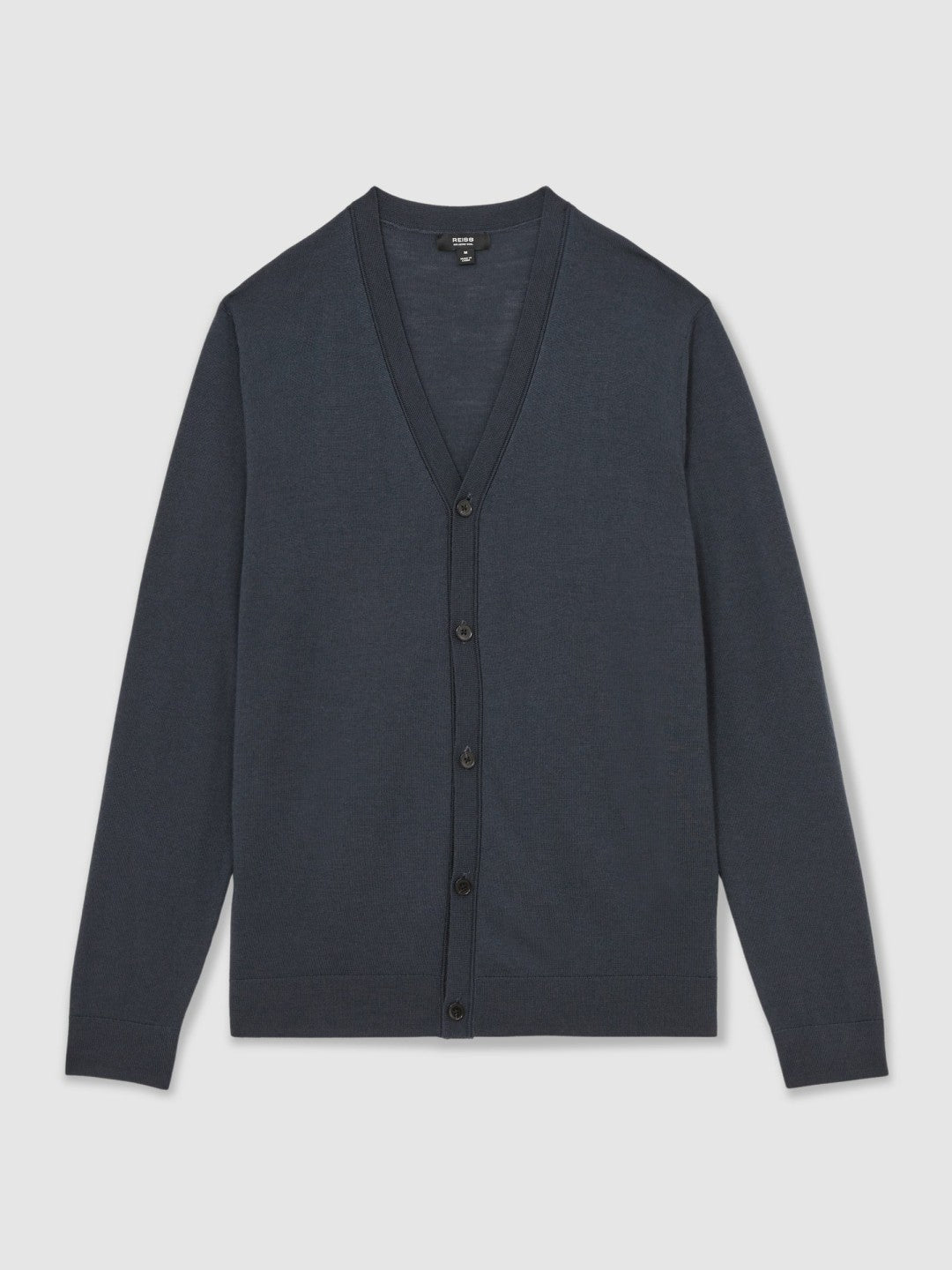 Reiss Popular Choice - Merino Wool Button-Through Cardigan in Midnight Navy