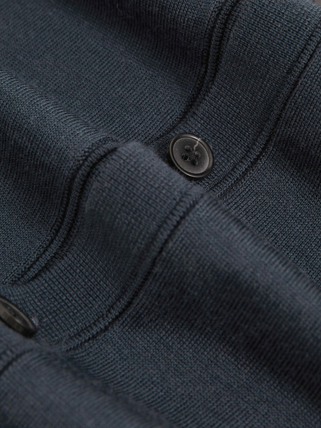 Reiss Popular Choice - Merino Wool Button-Through Cardigan in Midnight Navy