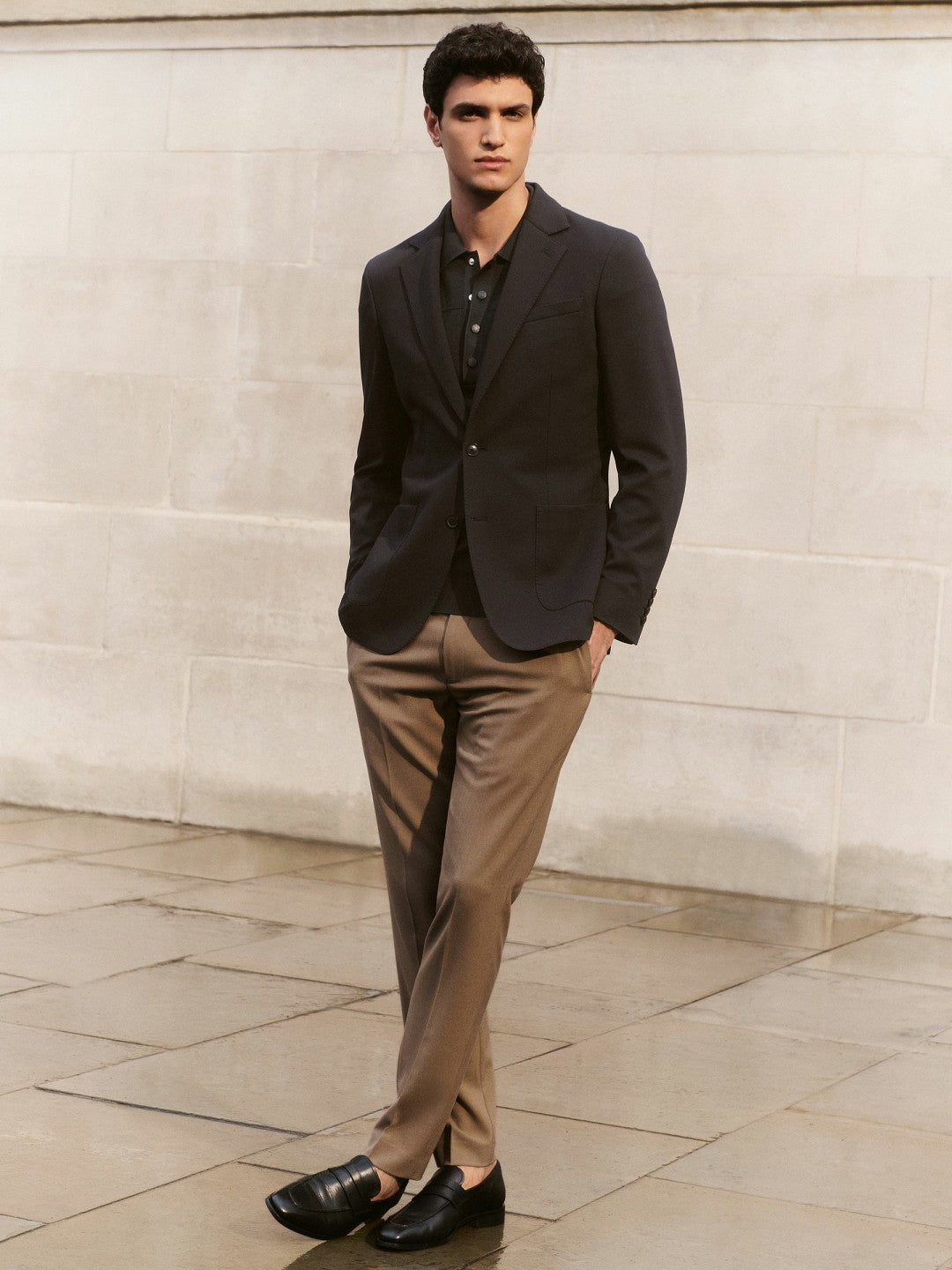 Reiss Sale - Slim-Fit Internal-Drawstring Trousers in Camel