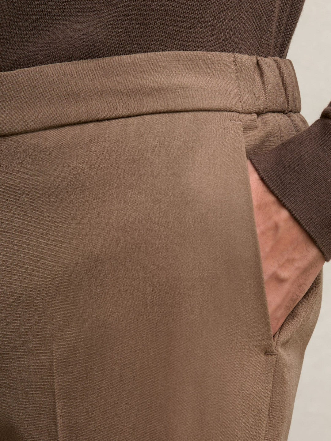 Reiss Sale - Slim-Fit Internal-Drawstring Trousers in Camel