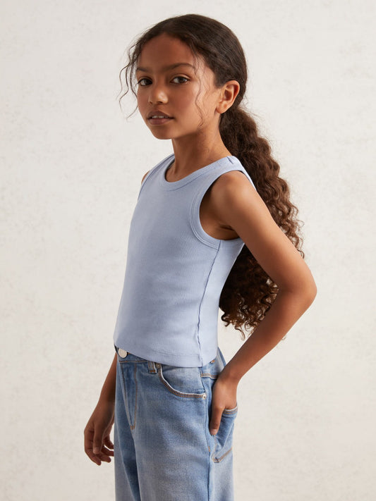 Reiss Popular Choice - 9-13 yrs Stretch-Cotton Ribbed Vest in Blue