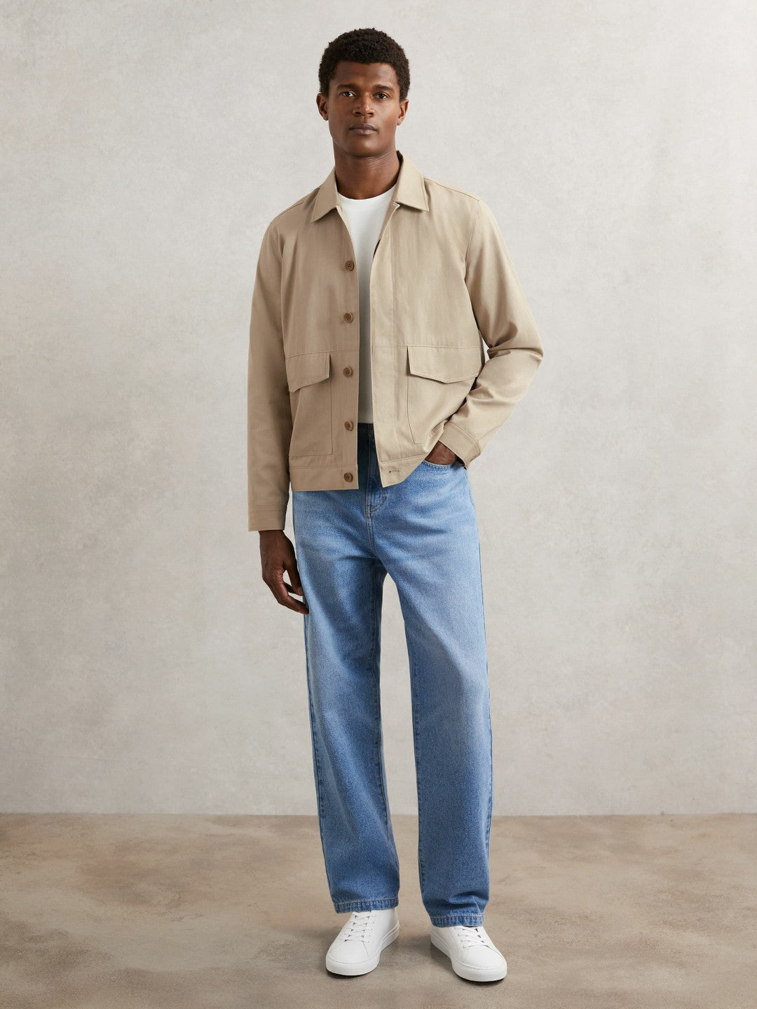 Reiss Savings - Paige Flap Pocket Worker Jacket in Beige