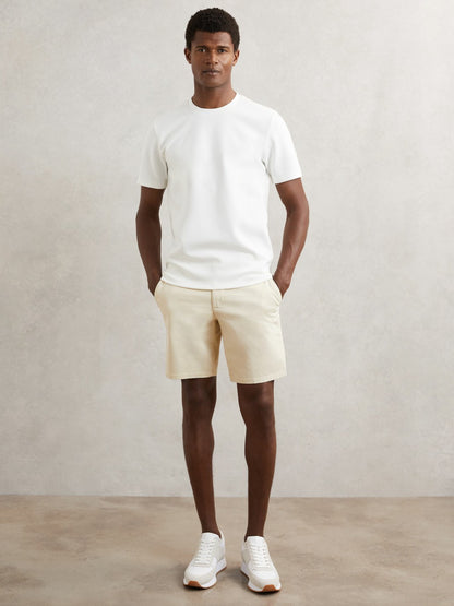 Reiss Sale - Paige Cotton Chino Shorts with Stretch in Cream