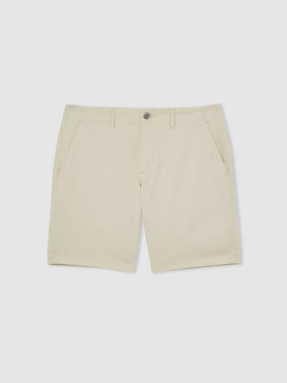 Reiss Sale - Paige Cotton Chino Shorts with Stretch in Cream