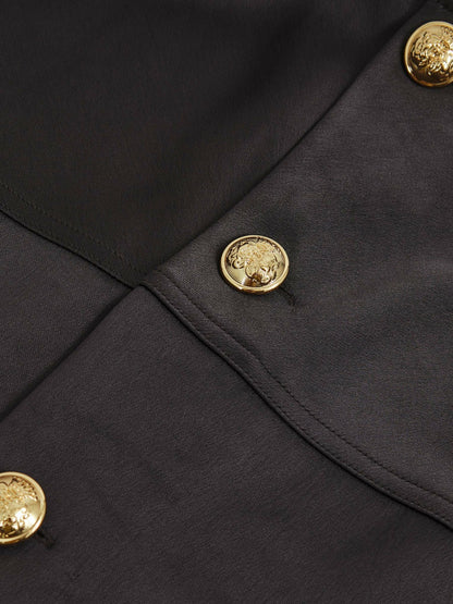 Reiss Best Seller - Satin Button-Back Long-Sleeve Top in Mauve