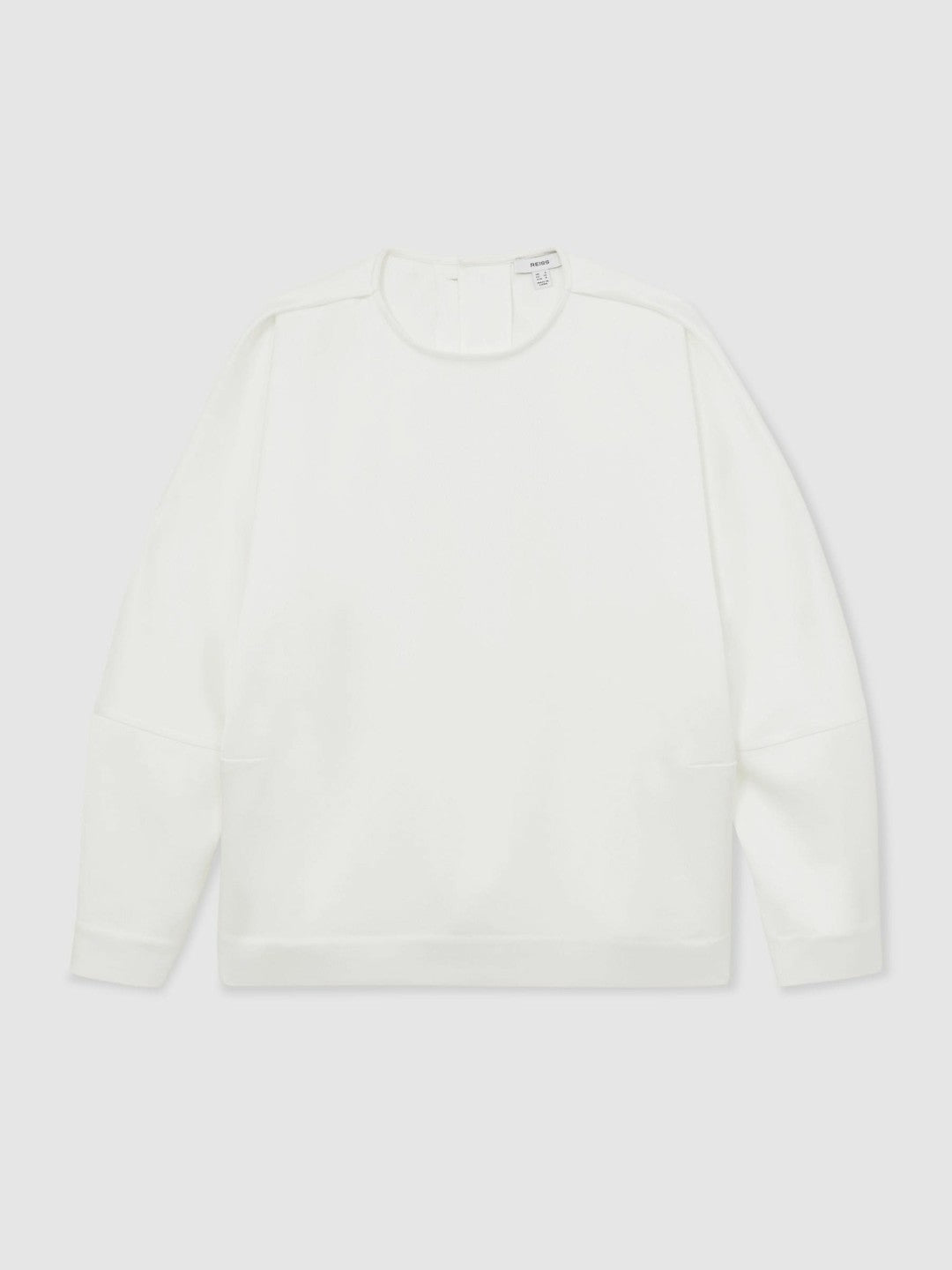 Reiss Value - Satin Button-Back Long-Sleeve Top in Ivory