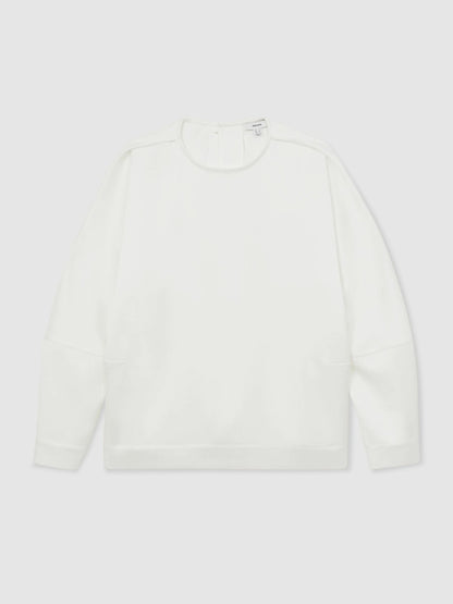 Reiss Value - Satin Button-Back Long-Sleeve Top in Ivory