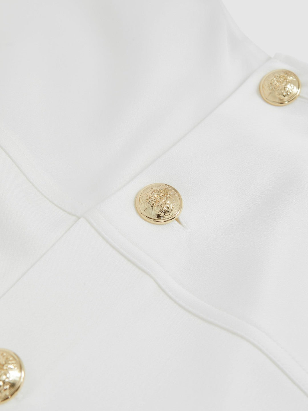 Reiss Value - Satin Button-Back Long-Sleeve Top in Ivory