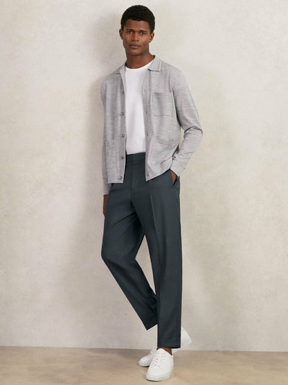 Reiss Relaxed-Fit Pleated Tapered Trousers in Steel Blue