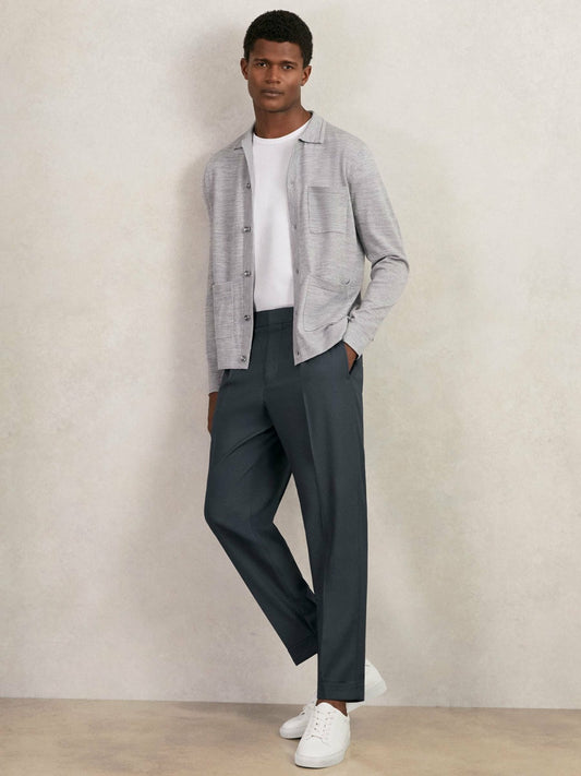 Reiss Deal - Relaxed-Fit Pleated Tapered Trousers in Steel Blue