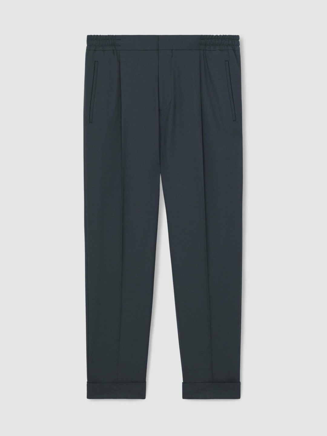 Reiss Relaxed-Fit Pleated Tapered Trousers in Steel Blue